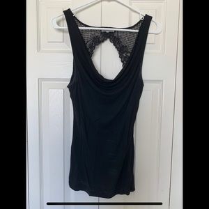Black Tank with Lace Open Back